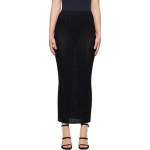 NWT LOULOU STUDIO Women's Dera Pointelle Black Knit Maxi Skirt - Size Small